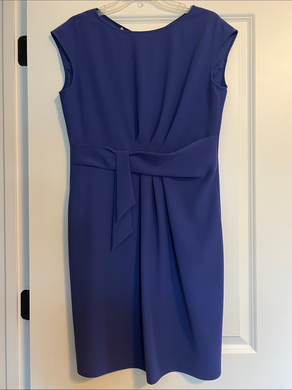 Armani Collezioni Cobalt Blue Cap Sleeve Sheath Dress with Waist Detail